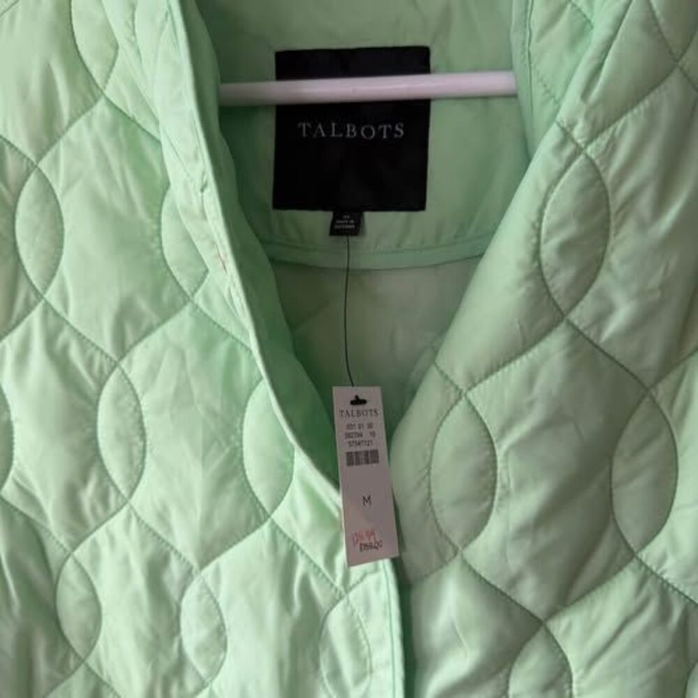 NEW Talbots Quilted Puffer Jacket Size Medium Green - Picture 3 of 5